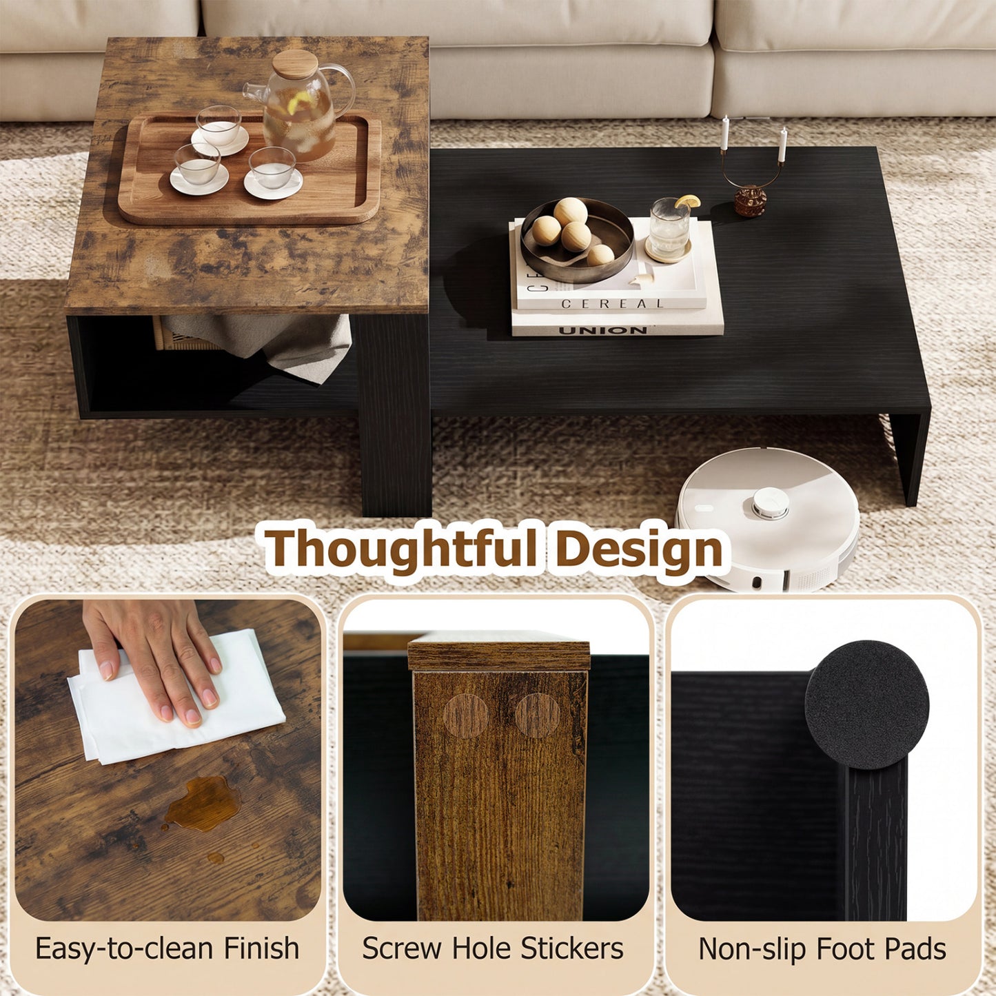 2-Tier Irregular Coffee Table With Open Shelf Coffee Tables at Gallery Canada