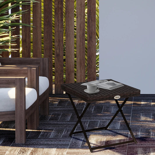 Outdoor PE Rattan Coffee Table, 15.75"x15.75"x15.75", Brown Coffee Tables Brown at Gallery Canada