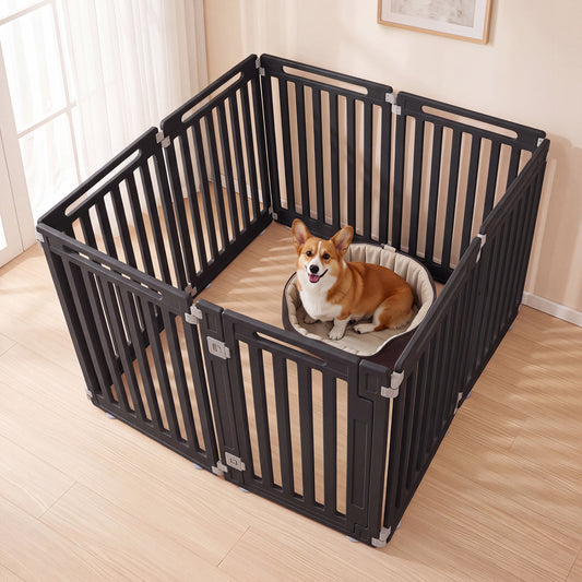 31.5" Height Dog Playpen with 8 Panels, Black Pet Gate Black at Gallery Canada