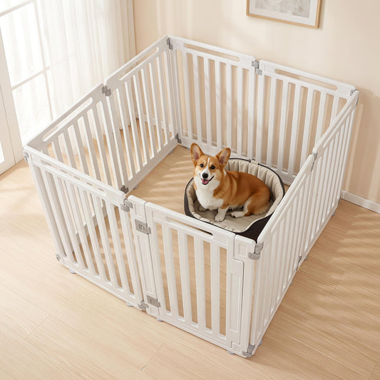 31.5" Height 8-Panel Dog Playpen, White Pet Gate White at Gallery Canada