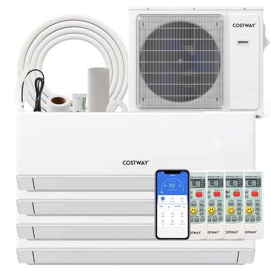 36000 BTU 4 Zone 23 SEER2 Mini Split Air Conditioner Wifi Enabled with Heat Pump-12K + 12K + 12K + 12K, White Mini Split Air Conditioners White at Gallery Canada
