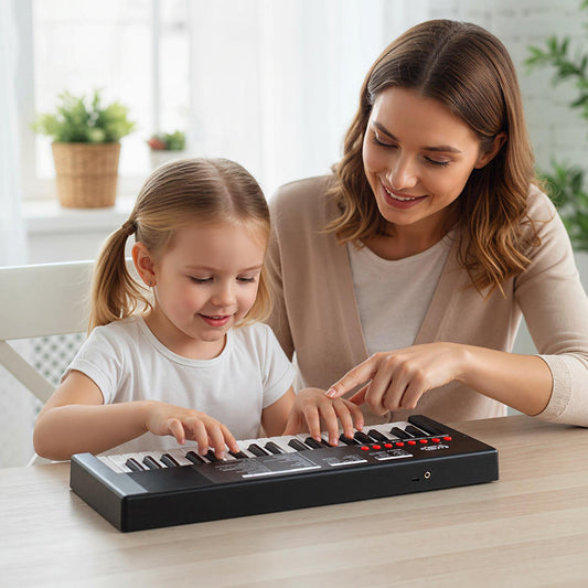 37 Keys Kids Piano Keyboard, 8 Rhythms, Microphone, Black Pianos & Keyboards Black at Gallery Canada