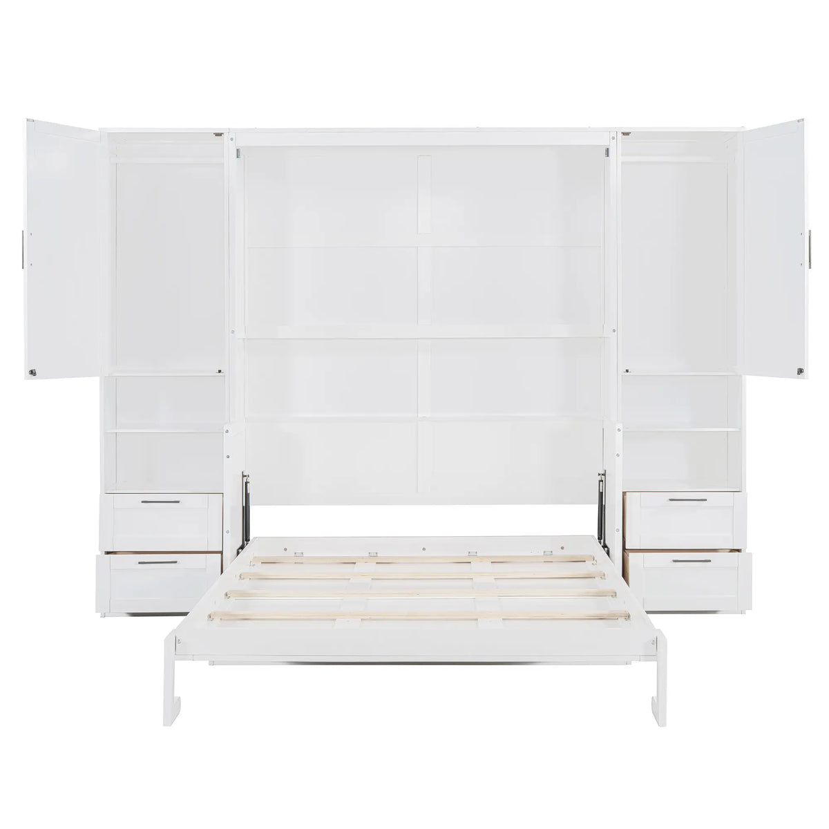 Murphy Bed with Closet, Drawers, Shelves, 114" L x 17" W x 87" H, White Bed Frames at Gallery Canada