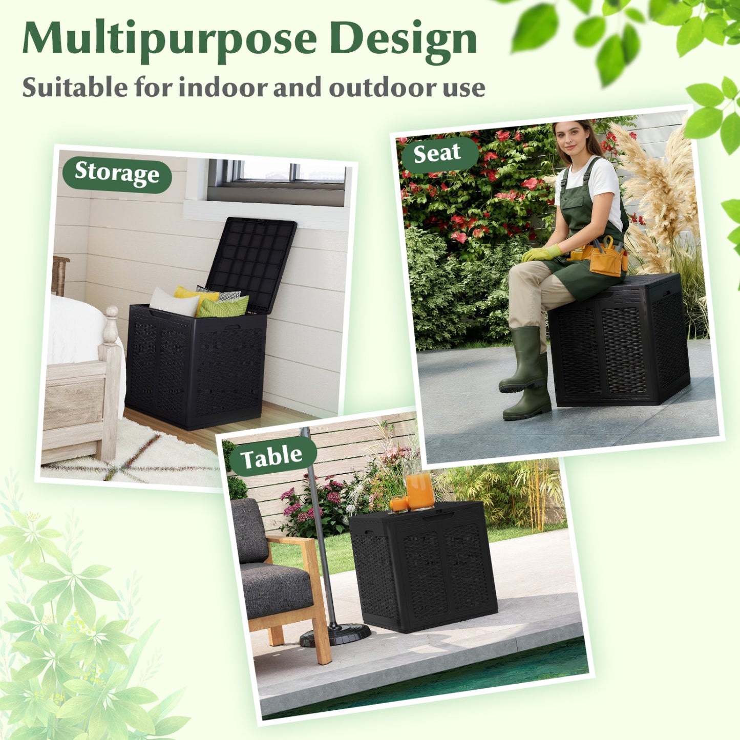 39 Gallon Lockable Deck Box for Patio Cushions, Black Sheds & Outdoor Storage at Gallery Canada