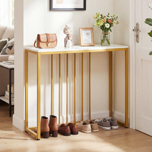 39" Modern Console Table With Built-In Charging Station, White Console Tables White at Gallery Canada