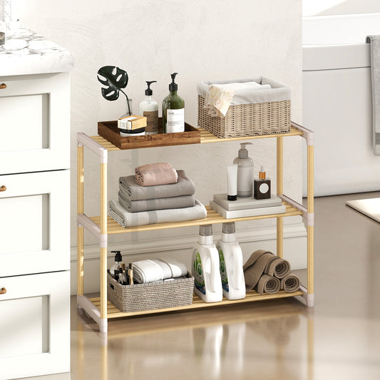3/4-Tier Solid Wood Shoe Rack with Slatted Open Shelves-3-Tier, Natural Shoe Racks & Storage Benches Natural at Gallery Canada