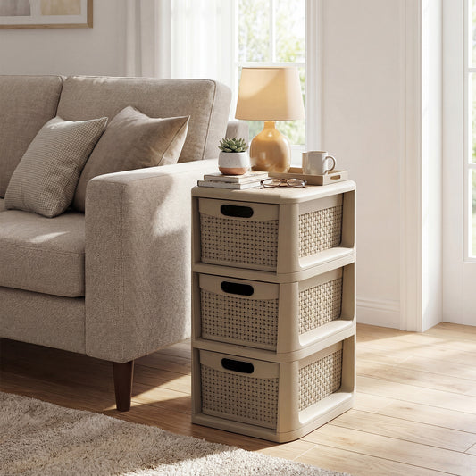 3-Drawer Storage Organizer, Wicker Pattern, Brown Dressers & Chests Brown at Gallery Canada