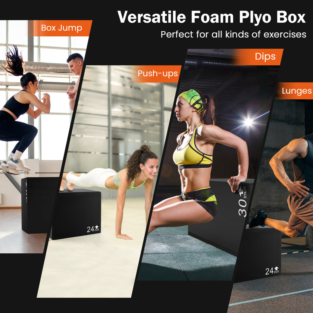 3 In 1 Foam Plyometric Box, 3 Heights, Easy Clean PU Cover, 30 inches Sport Equipments at Gallery Canada