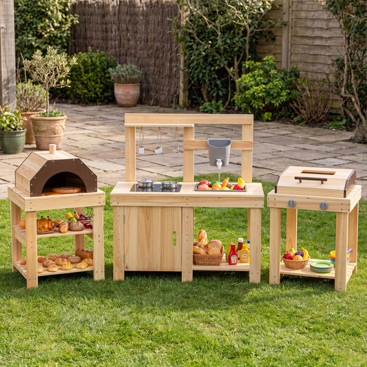 3-Piece Outdoor Kitchen Set, Mud Kitchen, BBQ Grill, Pizza Oven, Natural Play Kitchen Sets Natural at Gallery Canada