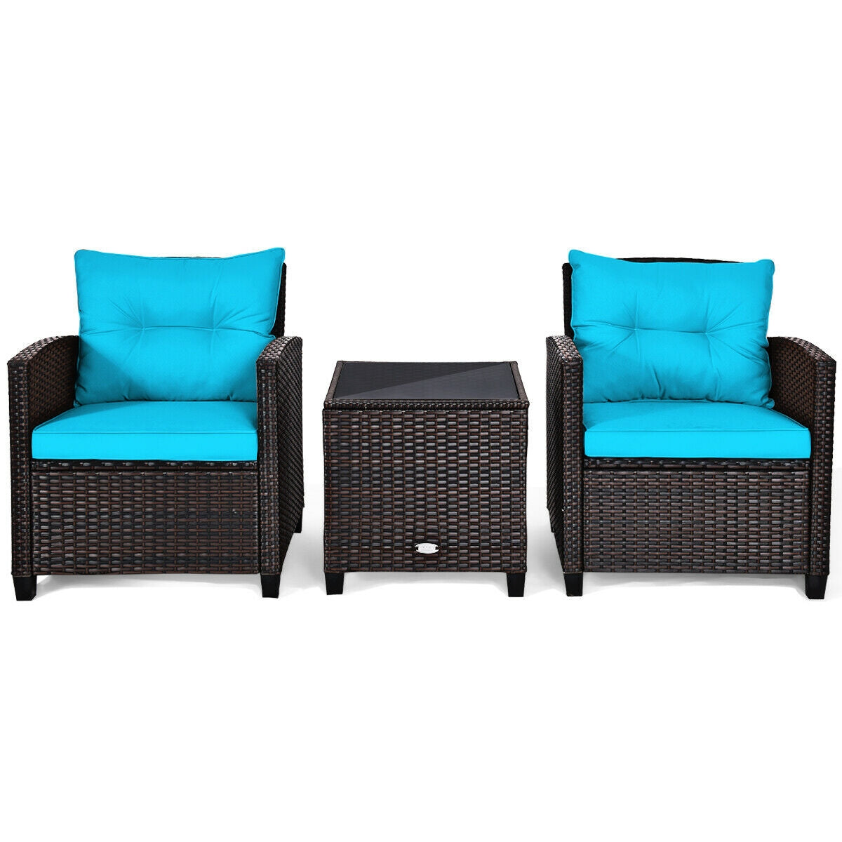 3-Piece Rattan Patio Set With Coffee Table, Turquoise Patio Conversation Sets at Gallery Canada
