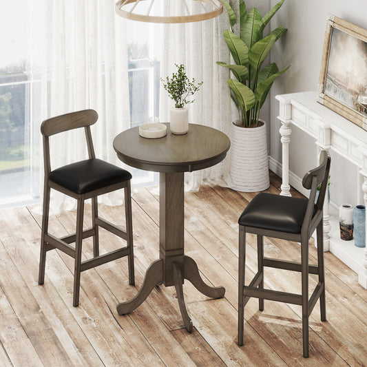 3 Pieces Wood Bar Table Set for 2 Round Pub Table with Pedestal Base and 2 Armless Stools Dining Room Sets Options at Gallery Canada
