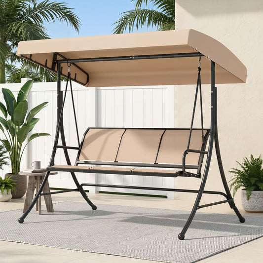 3-Seat Patio Swing Chair with Adjustable Canopy , Black Porch Swings Black at Gallery Canada