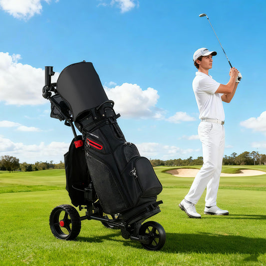 3 Wheel Golf Bag Cart with Adjustable Handle and 9 Speed Settings Golf Options at Gallery Canada