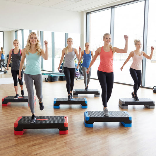 3-in-1 Aerobic Step Platform Set, 2 Stackable Risers, Balance Trainers, Blue Sport Equipments Blue at Gallery Canada