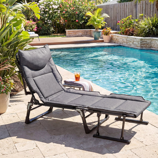 3 in 1 Folding Camping Cot and Comfy Padded Convertible Single Sofa Chair, Gray Camping Furniture Gray at Gallery Canada