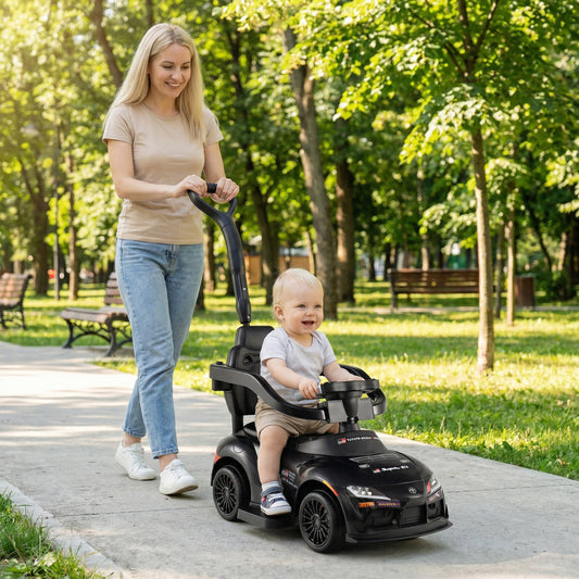 3-in-1 Toyota Licensed Foot-to-Floor Stroller Sliding Walking Toy, Black Push & Pedal Ride On Toys Black at Gallery Canada
