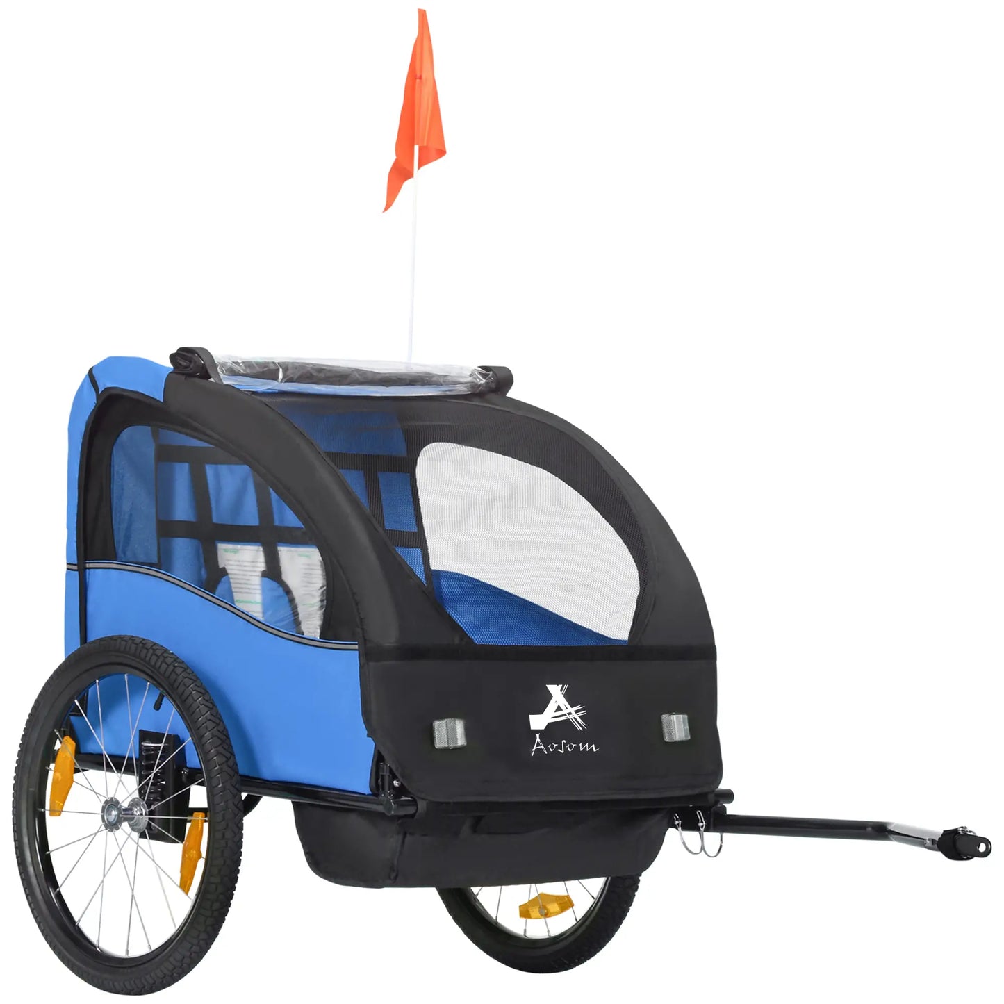2 Seat Bike Trailer, 20" Wheels, Kids Stroller With Storage, Blue Kids Bike Trailers at Gallery Canada