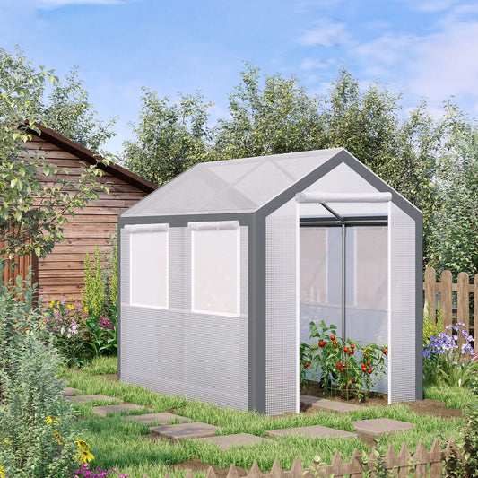 8' x 6' x 7.5' Walk-in Greenhouse, Outdoor Plant Growth Tent, White Walk In Greenhouses White, Grey at Gallery Canada