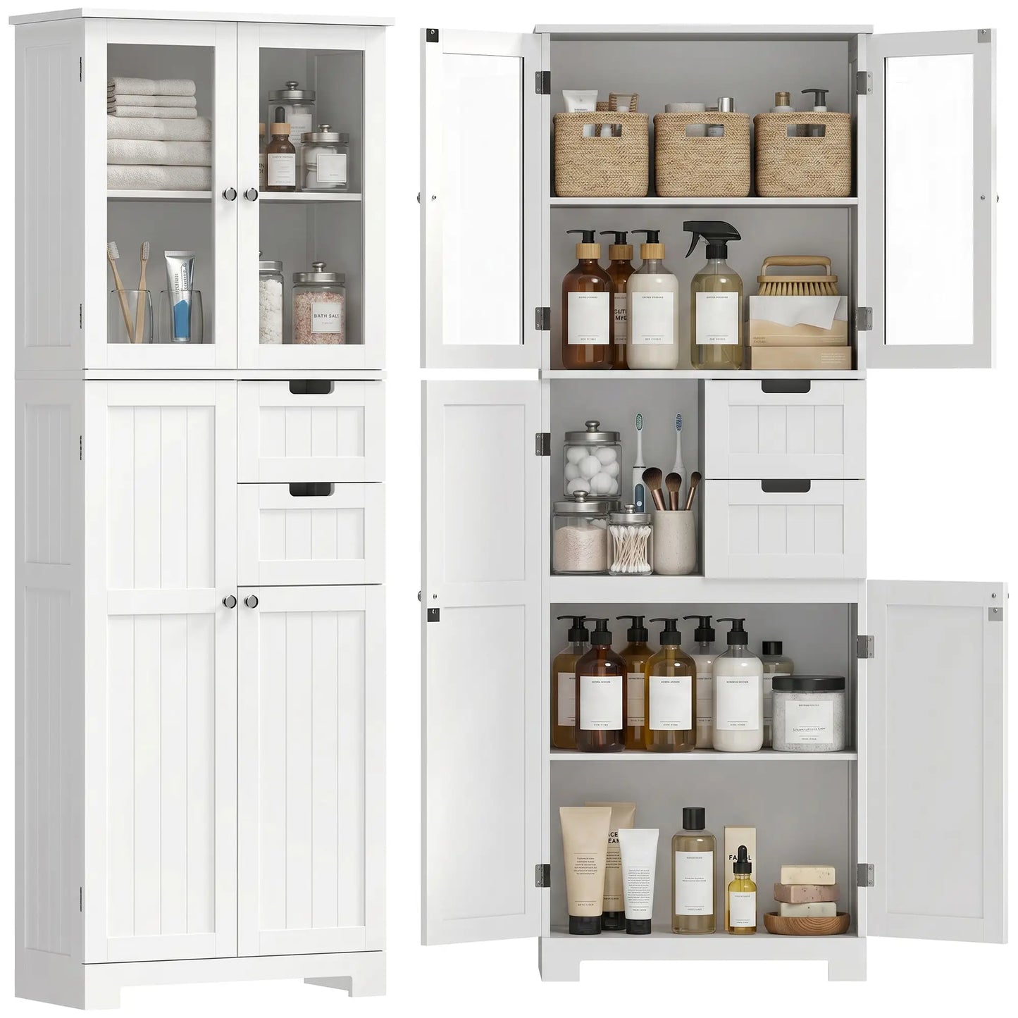 Tall Bathroom Storage Cabinet With Adjustable Shelves, White Freestanding Bathroom Cabinets at Gallery Canada