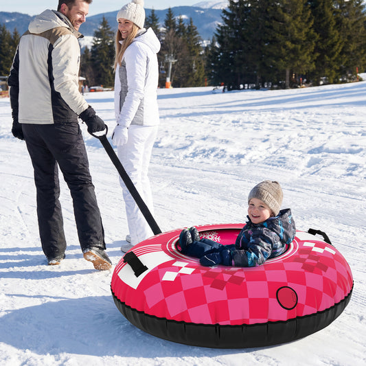 42" Heavy-duty Inflatable Snow Tube with Detachable Tow Strap, Pink Winter Sports & Activities Pink at Gallery Canada