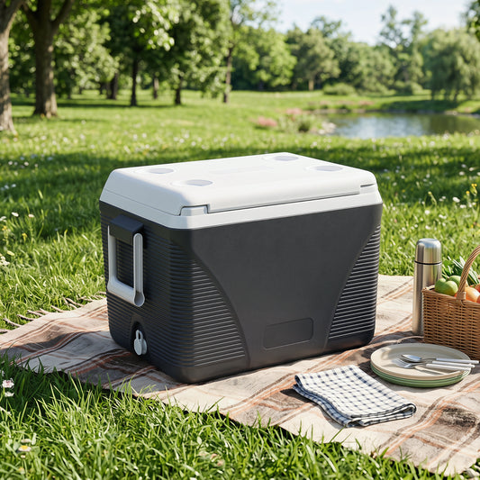 43.3 Quart Portable Hard Cooler With Handles, Black Coolers Black at Gallery Canada