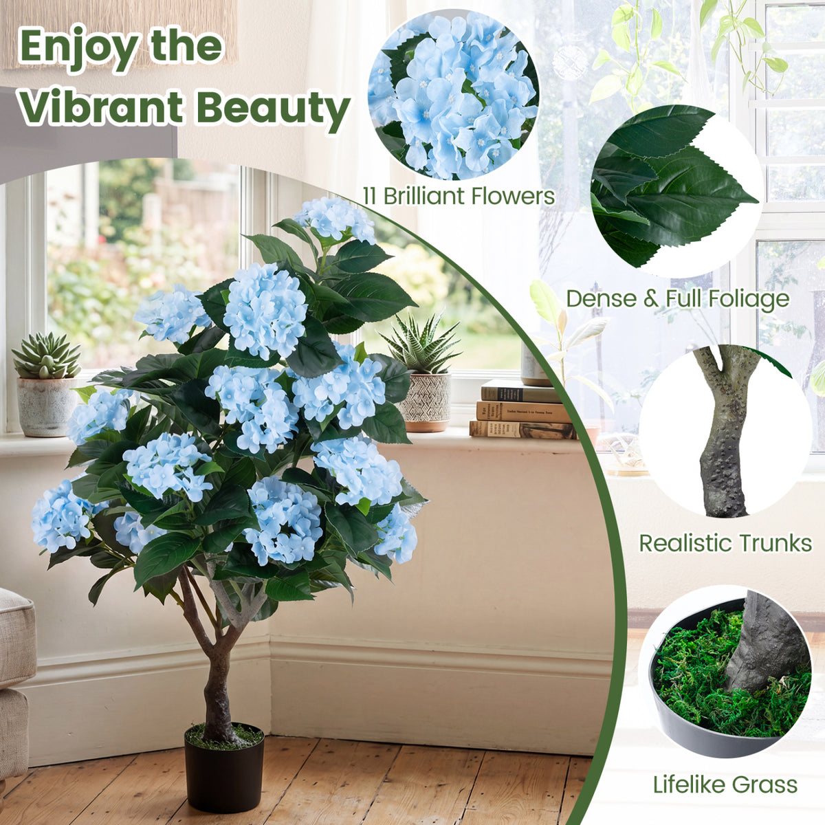 43.5" Artificial Hydrangea Tree, 2 Pack, Blue Faux Plants at Gallery Canada