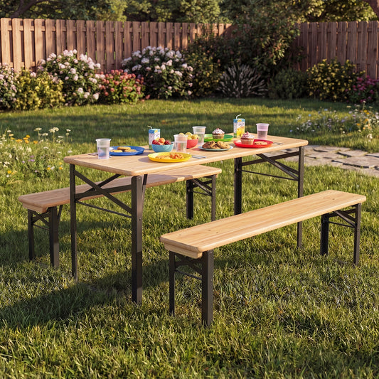 43.5 Inch Folding Kids Picnic Table And Bench Set, Black Kids Table & Chair Sets Black at Gallery Canada