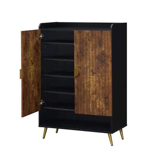 44" Tall Shoe Storage Cabinet, 7-Tier Doors, Adjustable Shelves, Rustic Brown Shoe Racks & Storage Benches Rustic Brown at Gallery Canada
