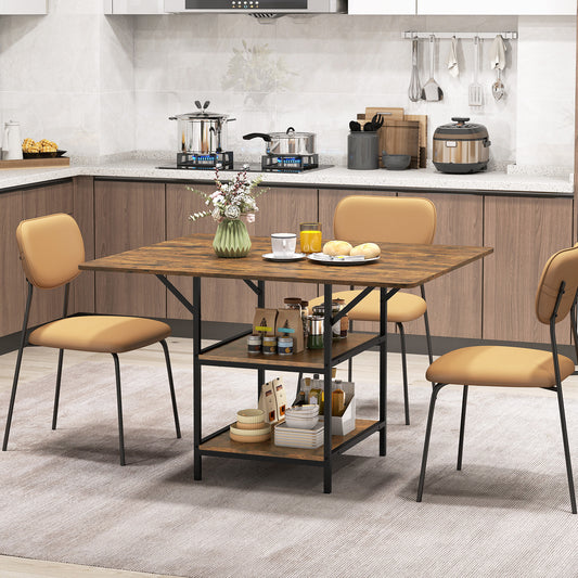 47 Inch Rectangular Dining Table, 2 Storage Shelves, Brown Dining Tables Rustic Brown at Gallery Canada