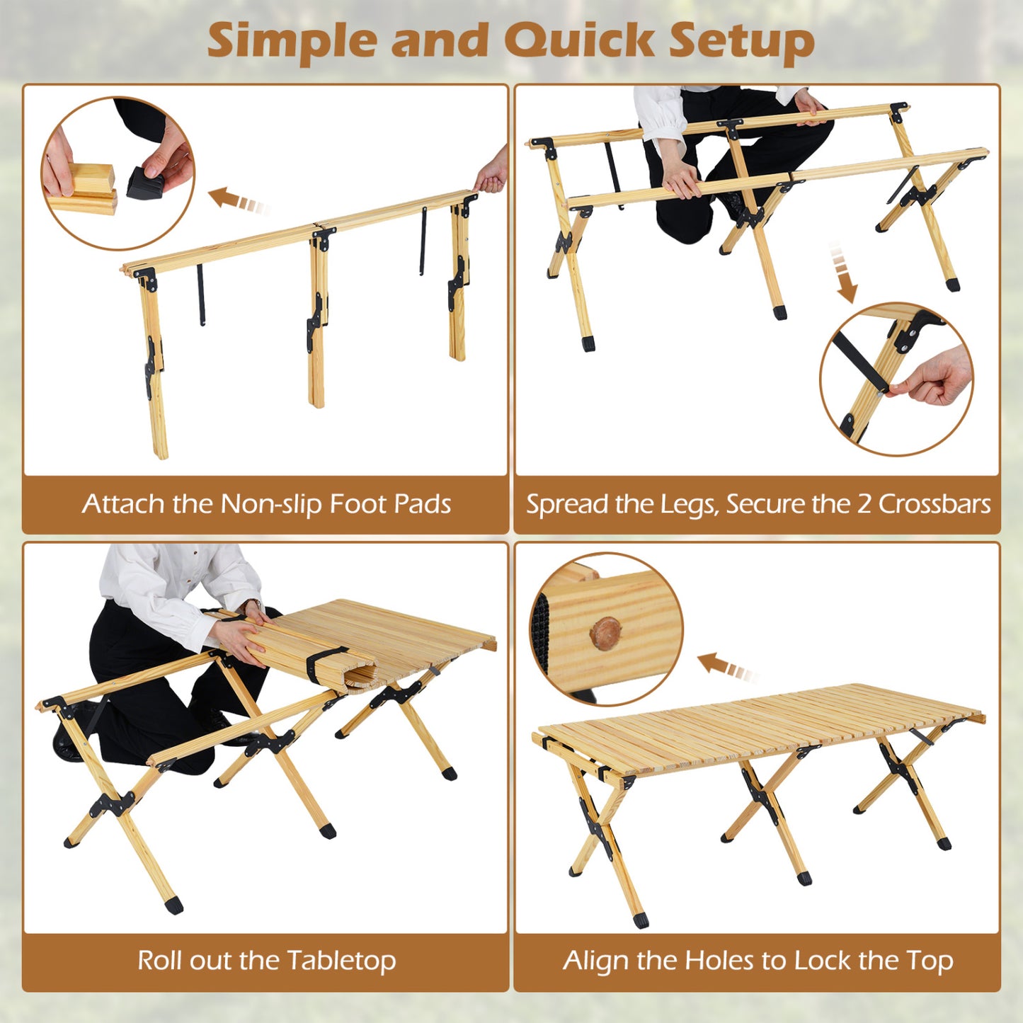 48 Inch Folding Camping Table With Carry Bag, Natural Camping Furniture at Gallery Canada