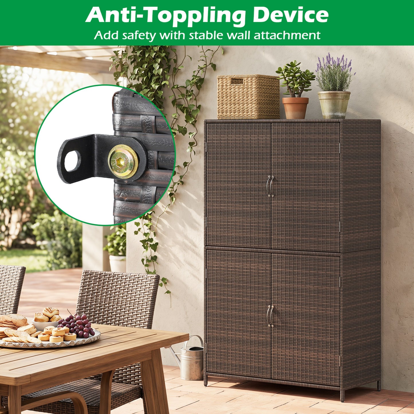 4-Door Rattan Storage Shed, Brown Sheds & Outdoor Storage at Gallery Canada