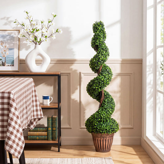 4 Feet Artificial Boxwood Spiral Tree, Green Faux Plants Green at Gallery Canada