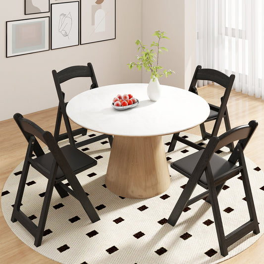4 Pack Resin Folding Chairs with Padded Seat, Black Dining Chairs Black at Gallery Canada