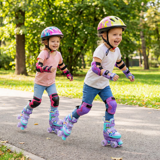 Adjustable Kids Roller Skates, Light-Up Wheels, Purple Toy Sports Purple at Gallery Canada