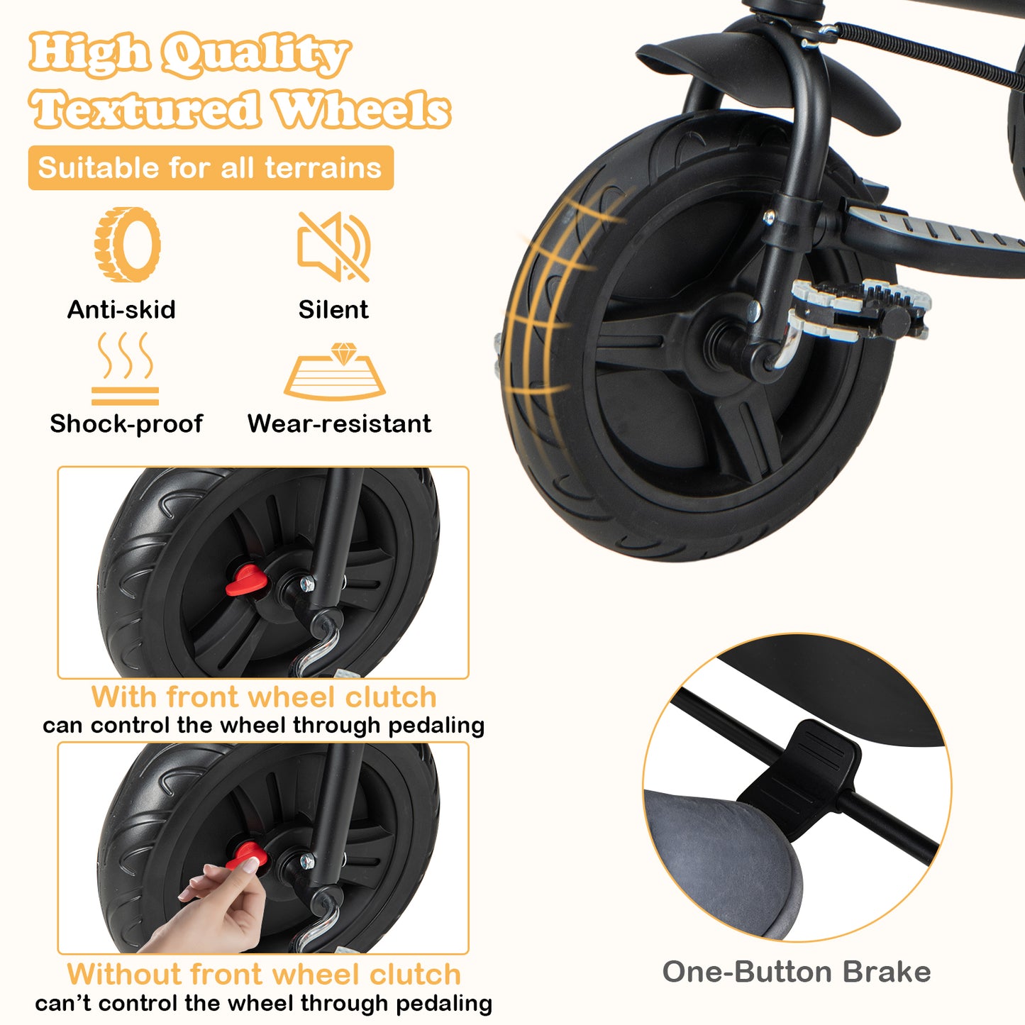4-In-1 Baby Tricycle, Reversible Seat, 5-Point Safety Harness, Black Baby Strollers at Gallery Canada