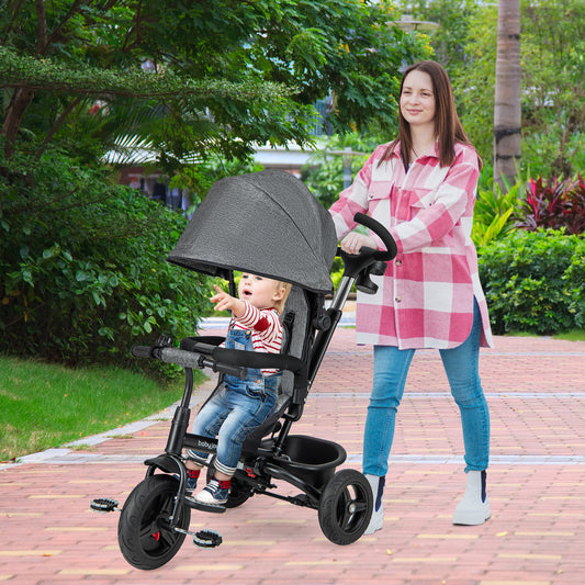 4-In-1 Baby Tricycle, Reversible Seat, 5-Point Harness, Gray Baby Strollers Gray at Gallery Canada