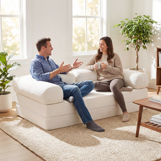 4-In-1 Convertible Folding Sofa Bed, Comfy Corduroy Cover, Beige Sofas & Loveseats Beige at Gallery Canada