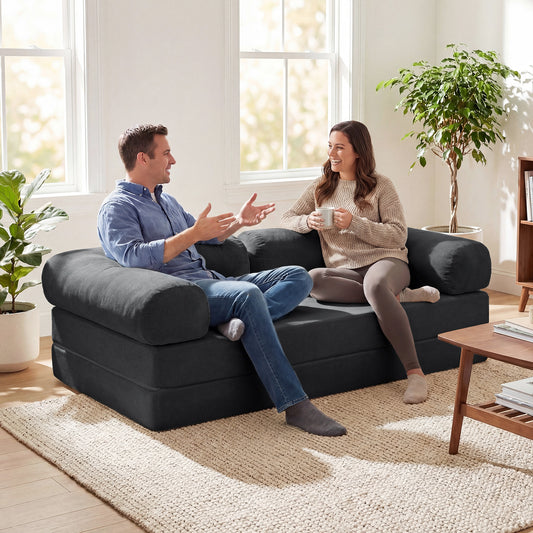 4-In-1 Convertible Folding Sofa Bed, Comfy Corduroy Cover, Gray Sofas & Loveseats Gray at Gallery Canada