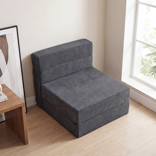 4-In-1 Folding Sofa Bed, Corduroy Cover, Smooth Zipper, Gray Sofas & Loveseats Gray at Gallery Canada