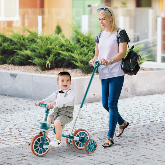 4-in-1 Kids Tricycle with Adjustable Parent Push Handle for 2-4 Years Old, Green Push & Pedal Ride On Toys Green at Gallery Canada