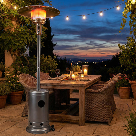 50,000 BTU Patio Propane Gas Heater, Stainless Steel Burner, Gray Patio Heaters Gray at Gallery Canada