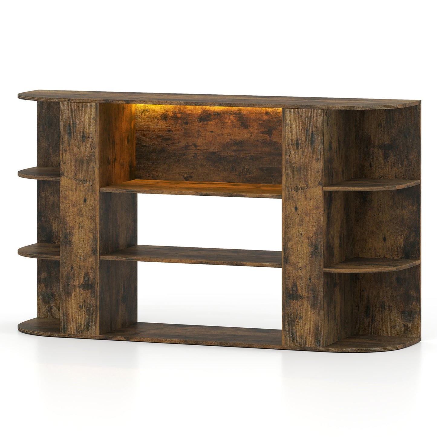 TV Stand for 55" TV with RGB Lights, Adjustable Shelf, Rustic Brown