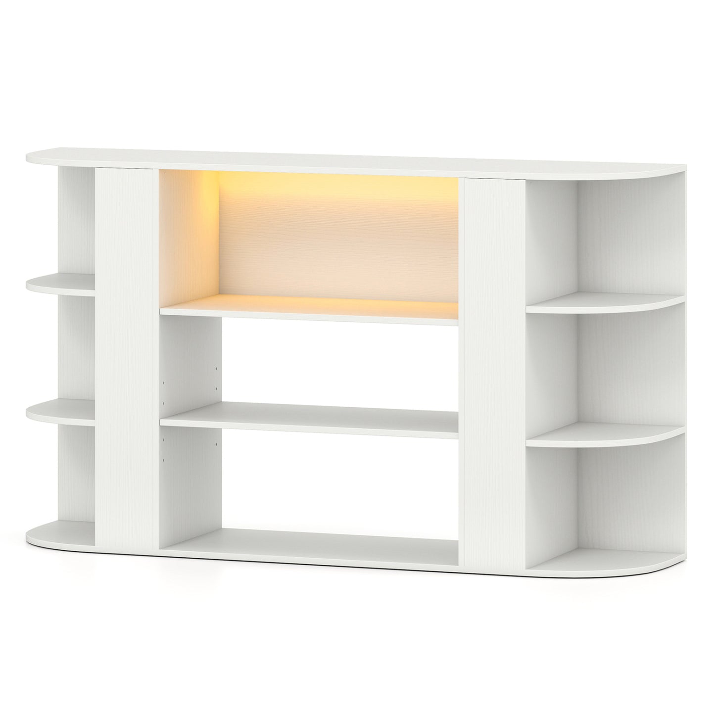Meuble TV 50 pouces pour TV 55, lumières RGB, étagère réglable, blanc