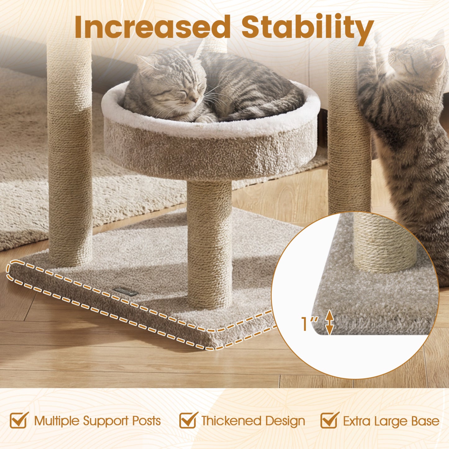51" Carpeted Cat Tree with Plush Perches, Beige Cat Trees Condos & Scratchers at Gallery Canada