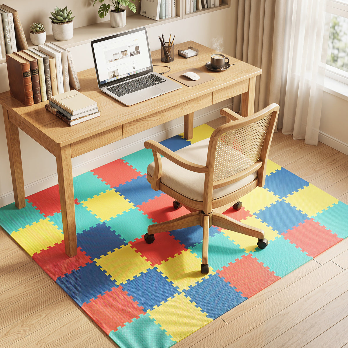 54 Pack EVA Foam Floor Tiles with Non-Slip & Borders for Home Gym, Multicolor Decorative Fencing & Flooring at Gallery Canada