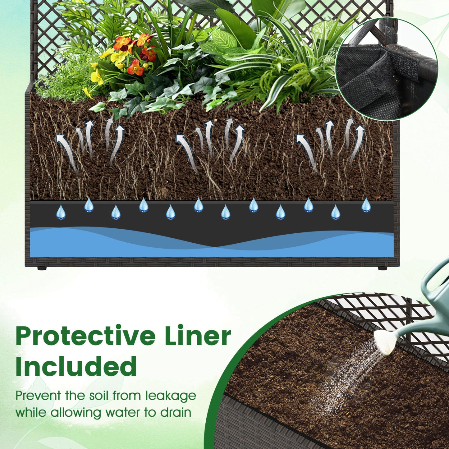 58-Inch Raised Garden Bed with Trellis, Planter Box, Brown Raised Garden Beds at Gallery Canada