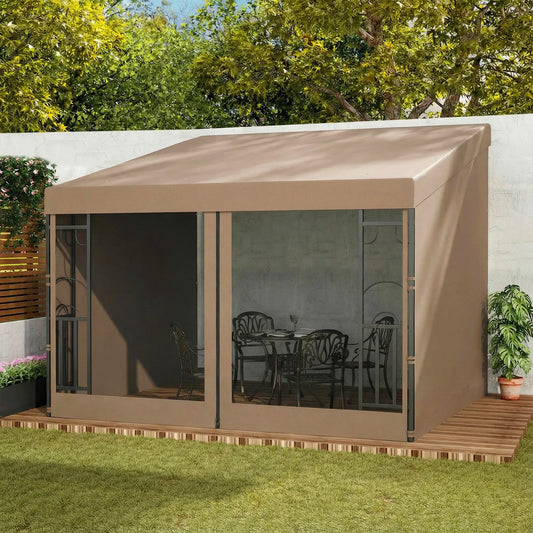 10' x 10' Wall Pergola, With Curtains and Nettings, Khaki Pergolas Khaki at Gallery Canada