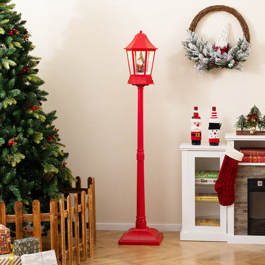 5.3 Feet Musical Christmas Street Lamp, 60 Warm White LED Lights, Red Christmas Decor & Accessories Red at Gallery Canada