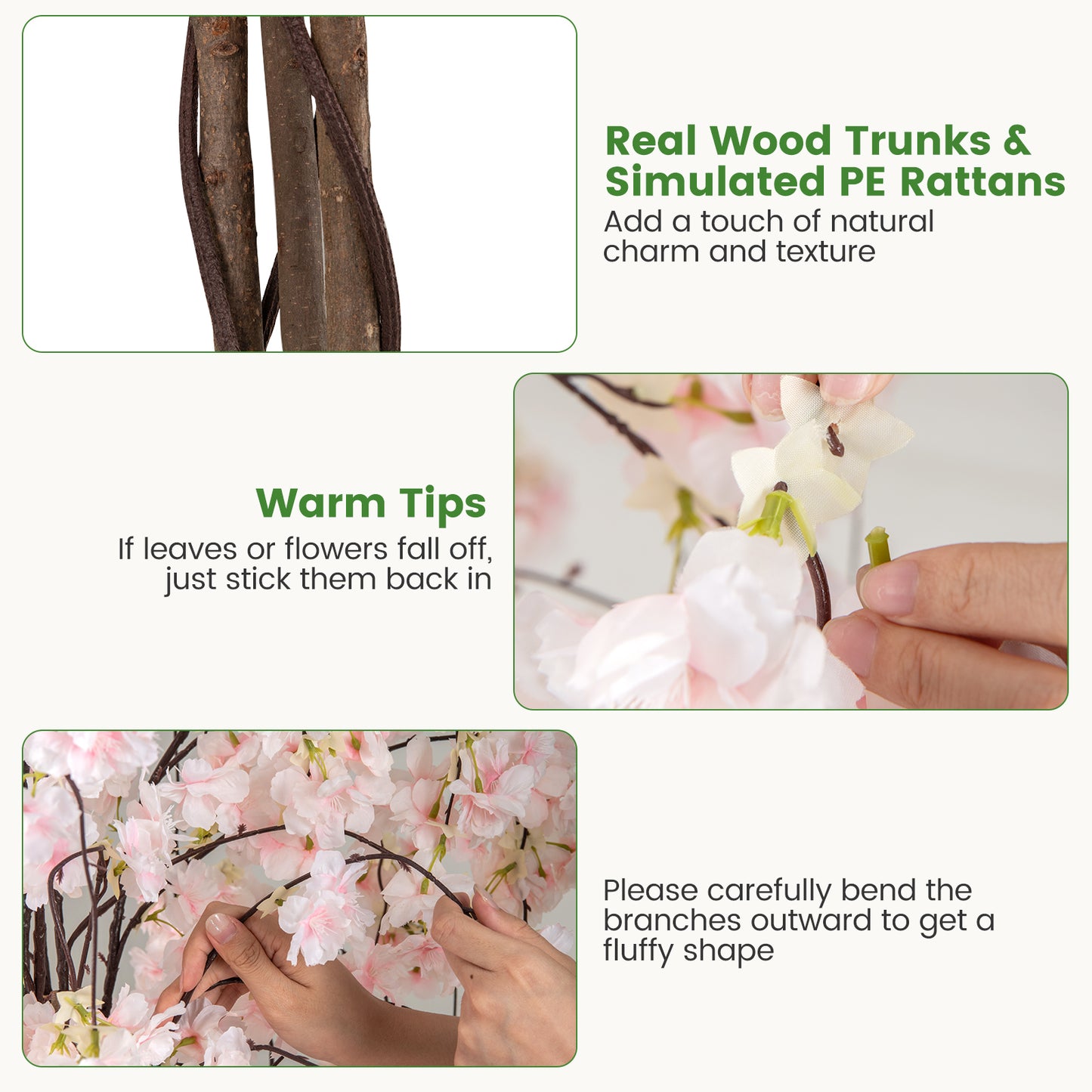 5.5 FT Artificial Cherry Blossom Tree, Pink White Flowers, 2 Pack, White Faux Plants at Gallery Canada
