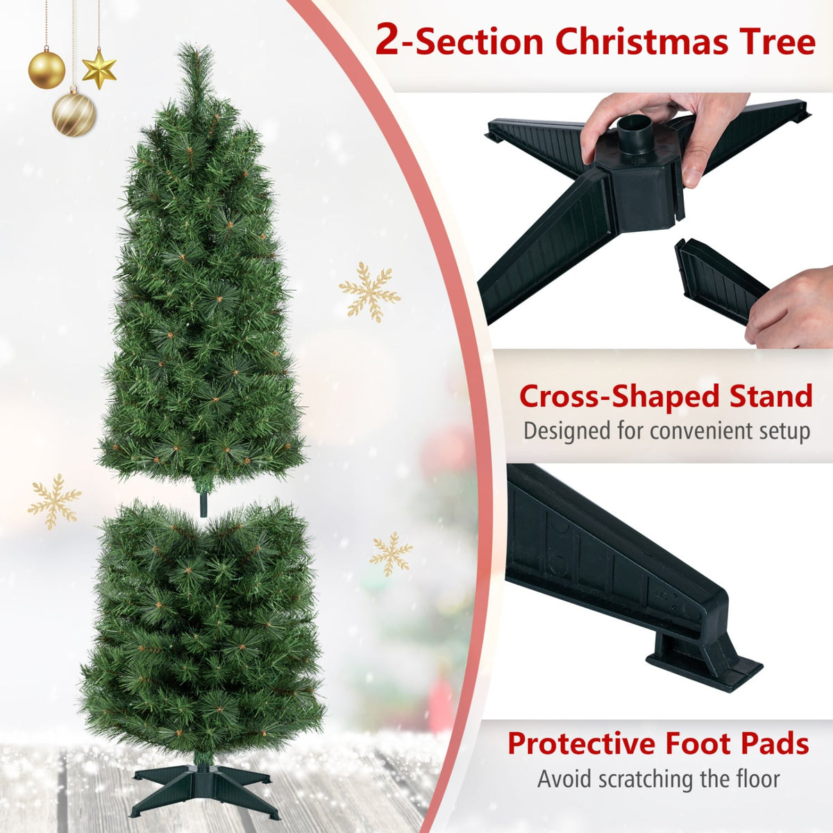 5 FT Artificial Pine Xmas Tree, 309 Tips, Green Christmas Tree at Gallery Canada